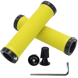 PLATT Non-slip Soft Rubber Handlebar Grips for Mountain Bike/BMX with Aluminium Handlebar End Plugs and Allen Key