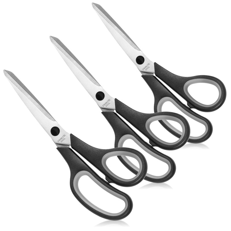 com-four® 3 x Scissors, Universal Scissors, Household Scissors, Kitchen Scissors,