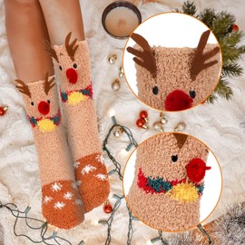 Fluffy Thermal Socks for Women – Soft Cozy Winter Socks, Fleece-Lined, Warm Knitted Slipper Socks for Ladies