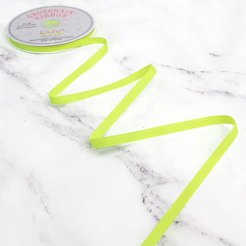 Creative Ideas Solid 3/8-Inch Grosgrain Ribbon, 50-Yard, Neon Yellow