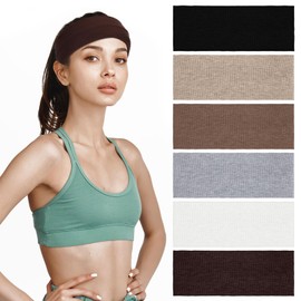 6PCS Wide Headbands, Non Slip Boho Thick Headband for Women, Stretchy Fabric Headbands Fashion Hair Accessories for Women & Men Workout, Travel, Yoga