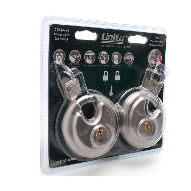 Same Keys for 2 Stainless Steel Disc Padlock 2-3/4", Self