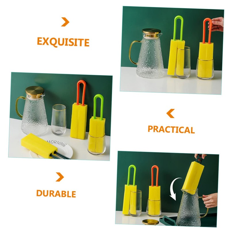 LALAFINA 4pcs Dual-Sided Cup Sponge Brush for Cleaning Bottles Kettles