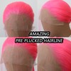 Towarm Pink Wig Long Straight Hot Pink Synthetic Lace Front