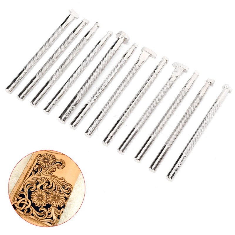 12pcs Leather Punch Tool Set Stamp Steel Punch Tool Leather