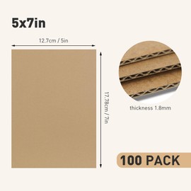FARRAY 100 Pack 5x7 Inch Corrugated Cardboard Sheets, 1.8mm Thick Brown Kraft Cardboard Backing, Bulk Flat Cardboard Inserts Filler Pads for Packing, Shipping, Mailers, Crafts