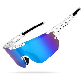 AUTOWNLUX Quick Glasses Polarised UV400 Cycling Glasses Sunglasses Windproof Road Bike Glasses Blue for Men and Women Cycling Running Baseball Golf Skiing Mountaineering Fishing