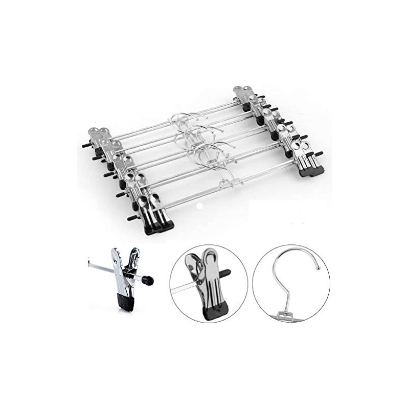 WYCTIN Metal Skirt/Trouser Hangers with 2 Adjustable Clips 12 Pack