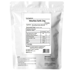 Odourless Garlic 2mg Softgel High Strength Capsules Deodourised Garlic Oil Softgels High in Allicin Garlic Supplement 100% Natural Cold Pressed x 60