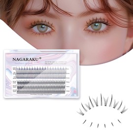 NAGARAKU 211 Pieces 3-in-1 Individual Cluster False Eyelashes - Spikes A Shape/Fishtail Fairy Extension Prefabricated Fans/Lower Eyelashes for DIY Eyelash Extensions at Home 0.07 mm C Curl 13 mm