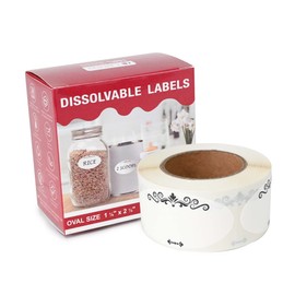 L LIKED 250 Dissolvable Food Labels,1 1/8x2 1/4 in Ball Dissolvable Canning Labels for Mason Jars,No Residue