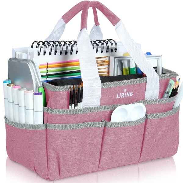 Jjring Craft Organizer Tote Bag, Art Storage Caddy with Multiple