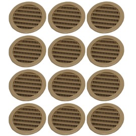2" Round Green or Tan Plastic Louver Soffit Air Vent Reptile Screen Grille Cover (12, Tan)