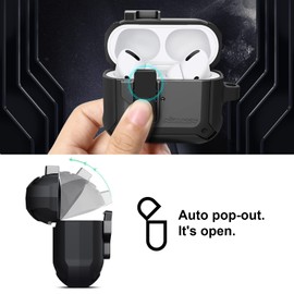 Nillkin AirPods Pro Case Cover with Magnetic Secure Lock, Full Body Protective Case with Metal Keychain, Shockproof Cover for AirPods Pro 2019, Black