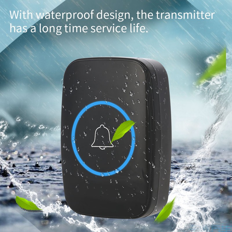 Wireless Music LED Doorbell Outdoor Transmitter Indoor Receiver 300m Remote
