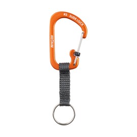 Nite Ize SlideLock Key Ring, Locking Carabiner Key Chain with Webbing, Orange