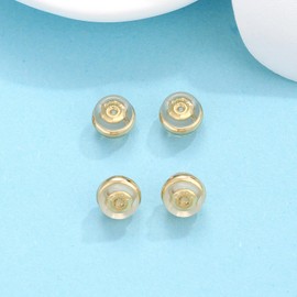 Gold Earring Backs Replacement, JIACHARMED 18K Gold Silicone Earring Backs for Studs Droopy Ears Heavy Earrings 4pcs Metal Cycle Locking Secure Earring Backings Replacement in 18K Gold