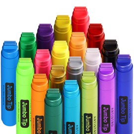 ARTISTRO 20 Poster Markers Jumbo Markers Set Acrylic Markers with 15mm Wide Jumbo Tip for Murals Tagging Posters - Large Markers for Rock Wood Plastic Leather Metal Fabric Ceramic