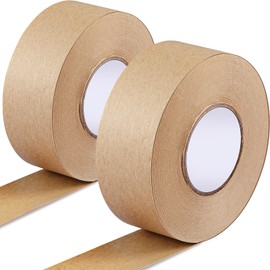Outus 2 Rolls of Reinforced Kraft Paper Tape, Total 328 Metres, Water Activated Tape, 1.5 Inch Width for Fibreglass Packaging, Brown, 38mm Width x 54 Yard Length
