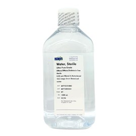Sterile Water - Ultra Pure Grade - RNase/DNase/Endotoxin Free, Sterile, 0.05um Filtered & Autoclaved 18.2 Mega Ohm-cm Deionized Water - 1L