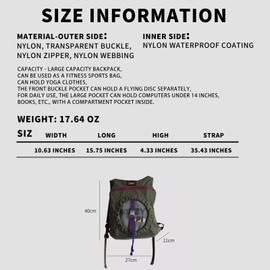 Wandefu Stylish disc golf bag，Suitable for men and women，Comes with a dedicated flying disc storage bag，Carrying on both shoulders，Can accommodate a 14-inch laptop，（green 1 pcs）