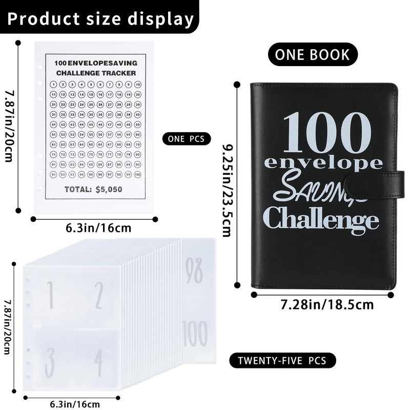 NICOOTH 100 Envelopes Money Saving Binder A5 Savings Challenge Book