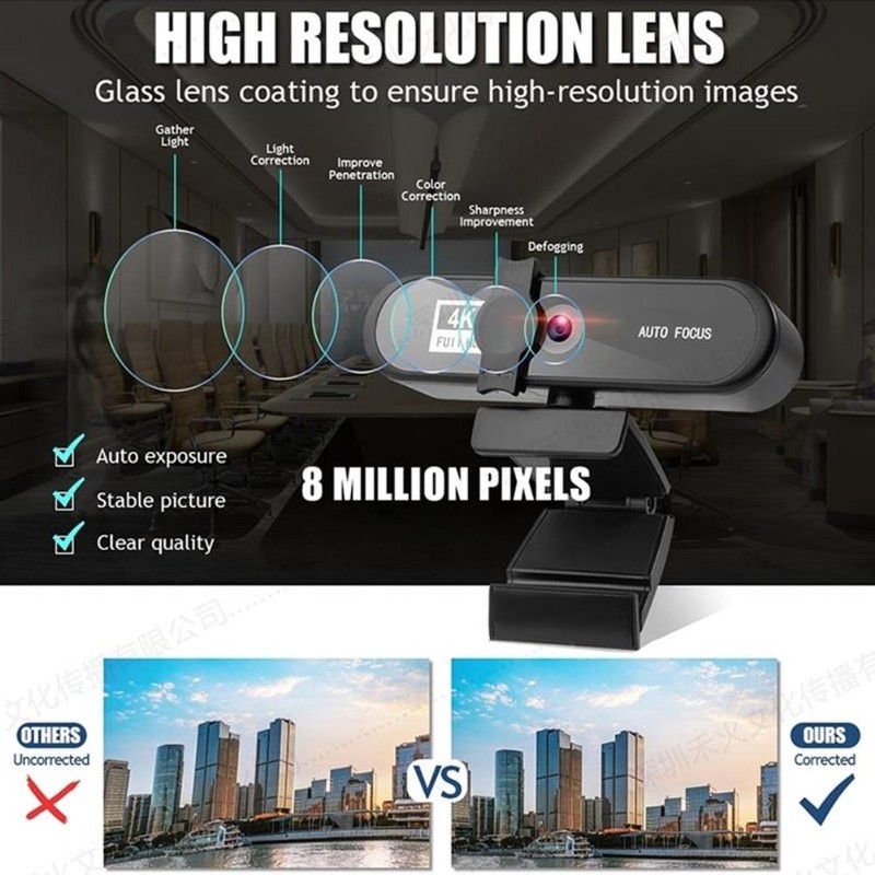 4K High Definition Webcam Autofocus Live Webcam USB Free Drive