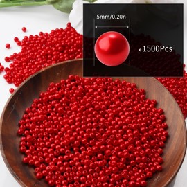 Chuyau - 1500 abalorio de perlas rojas de 5 mm con agujero redondo para hacer abalorio de perlas sueltas para hacer joyas, perlas falsas para pulseras, collares, arete, llaveros, accesorios para