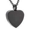 Collar Dije Corazón Negro Relicario Cenizas Acero Inoxidable