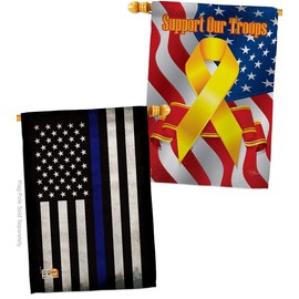 USA Thin Blue Line House Flags Pack First Responders Police Cop Law Enforcement Sheriff Officer Support Our Troops Small Decorative Gift Yard Banner Double-Sided Made In 28 X 40