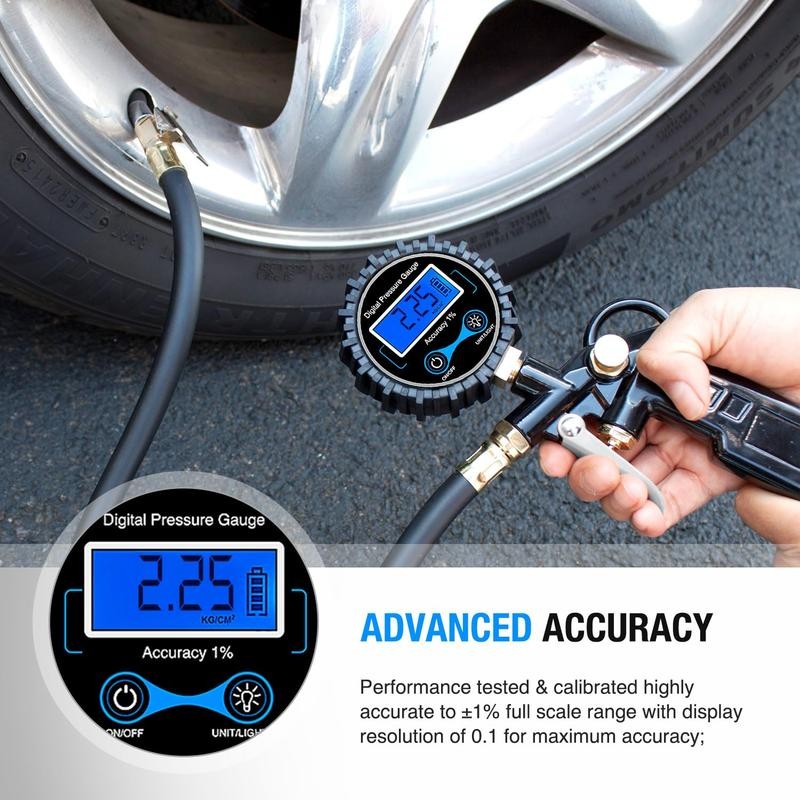 Nilight Digital Tire Inflator Pressure Gauge,250 PSI Air Chuck and