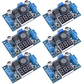 Seloky LM2596 Adjustable DC-DC Step-Down Buck Converter Module with LED Voltmeter Display, Voltage Regulator 4.0-40V Input to 1.25-37V Output Power Supply Module (Pack of 6)