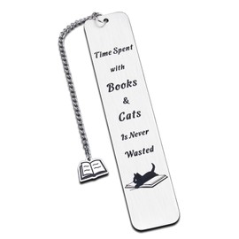Edelstahl Lesezeichen Buchzeichen - Lustige Metall Lesezeichen für Bücher mit Geschenkbox | Perfekte Geschenke für Buchliebhaber, Hund/Katze Fans-Weihnachten,Geburtstag, Muttertag,Ruhestand(F-Katze)
