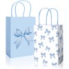 JarThenaAMCS 24Pcs Blue Bow Paper Bags Cute Bow Knot Treat