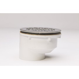 Plastic Oddities PFG610 Offset Fiberglass Shower Stall Drain with Stainless Steel Strainer/Coarse Threads