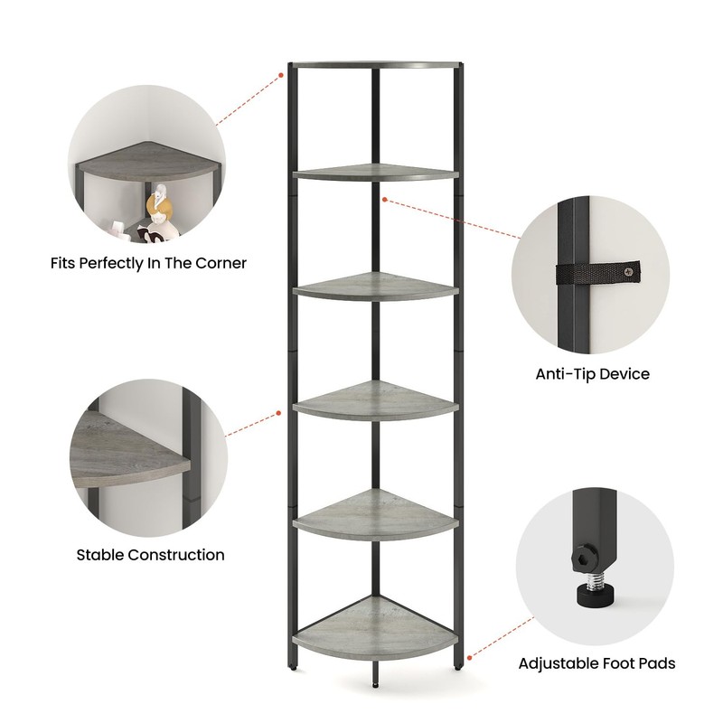 IRCPEN 6 Tier Corner Shelf, Industrial 63.1" Tall Ladder Corner