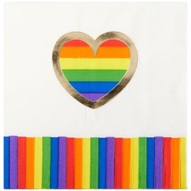 C.R. Gibson Beverage Napkin, Love is Love - Die-Cut, Fringe Border, Gold Foil Accents - 3-Ply, 20 Count (TW4-25535)