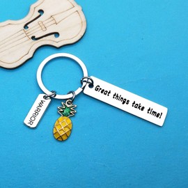 Ximalun IVF Support Gifts IVF Pineapple Gifts Keyring Great Things Take Time Infertility Warrior Gift Infertility Awareness Gift Transfer Day TTC Gift IVF Gift for Infertility Mum