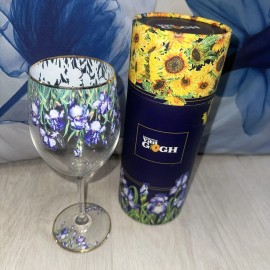 The Play Van Gogh Museum WINE Glass Irises design collectible Classic Art piece Wedding