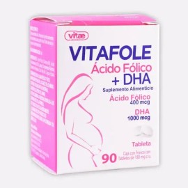 Vitafole Ácido Fólico  Dha, 90 Tabs De 180 Mg Cu, Vitae Sabor Sin Sabor                                                                               