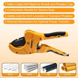 DOMINOX Pipe Cutter, 64mm (2 1/2'' O.D.) +26mm+Deburring Tool (3 Set), Professional Cutting PEX, PVC and PPR Pipe, SK5 Blade and Aluminum Alloy Body, One-Hand Rapid Cutting Tool for The Pipe