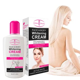 Crema Suave Aclaradora Aichun Beauty Para Cara y Cuerpo Aclara Rodillas Codos Axilas Brazos Espalda con Leche y Colágeno Hidrata y Suaviza la Piel 120 ml