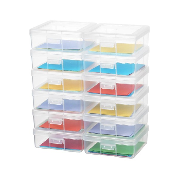 novelinks Stackable Plastic Clear Storage Box Containers with Latching Lid