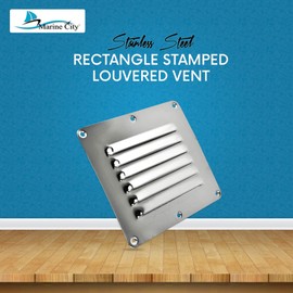 MARINE CITY 304 Grade Stainless-Steel Rectangle Stamped Louvered Vent 5 x 4-1/2 Inches for Marines – Boats – Yachts – Kayaks – Ships – RVs (Pack of 2)