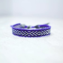 Boho Dark Periwinkle Boho Woven Bracelet, Cloth Bracelet, Dainty Slim Gypsy Stackable