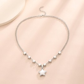 Wendalern Gothic Star Necklace Silver Star Pendant Necklace Dainty Stars Chain Clavicle Necklace Vintage Multiple Stars Statement Necklace Y2k Jewelry for Women and Girls