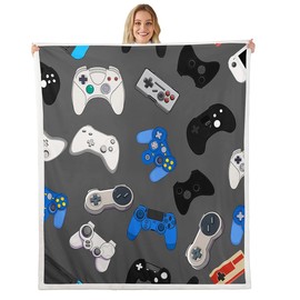 Manfei Gamepad Flannel Fleece Blanket for Couch Sofa Video Game Controller Decor Throw Blanket Gamer Theme Bed Throws for Kids Boys Teens Cozy Luxury Bed Blankets, Baby Size (30 x 40 Inches)