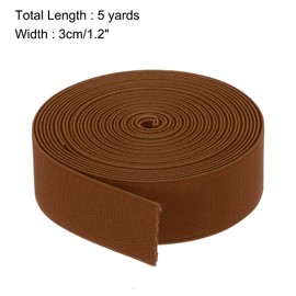 MECCANIXITY Cintas Elásticas para Coser 3cm 5 Yardas/15 Pies Marrón Bobina de Elástico de Alta Elasticidad para Pelucas, Cinturones, Pantalones