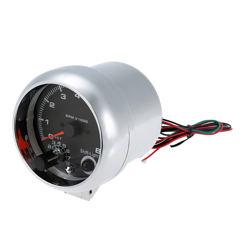 7 Led Colors Background Light 3.75'' Car Universal Black Tachometer