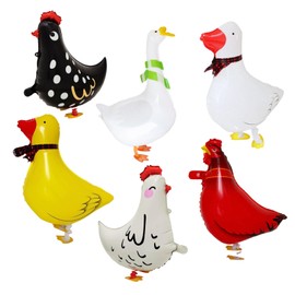 Walking Farm Animals Balloons Walking Animals Balloons For Kids Birthday Party Large Chicken Duck Silly Goose Set Perfect for Farm Theme Party Birthday Parties Baby Showers Decorations